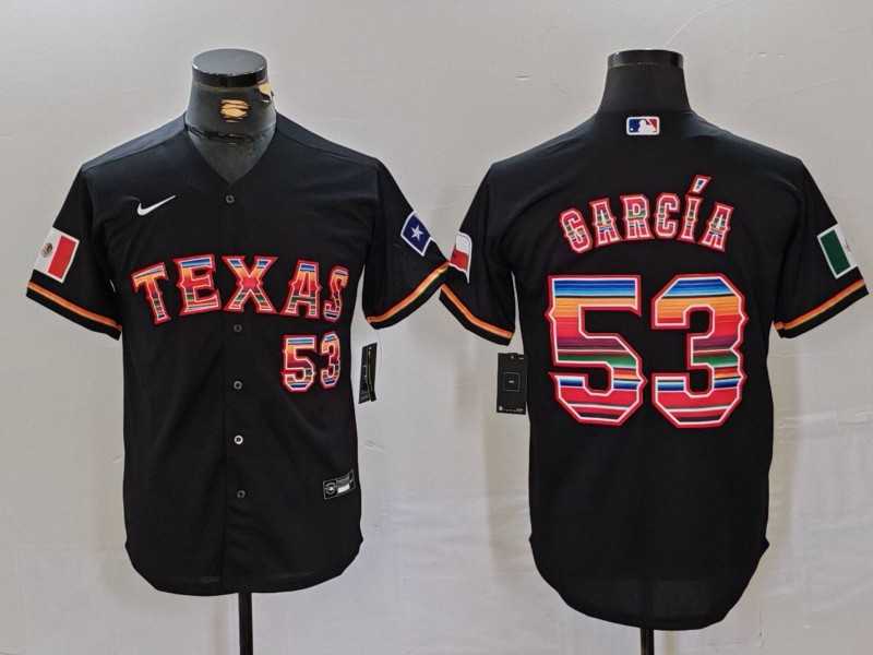 Men%27s Texas Rangers #53 Adolis Garcia Black Rainbow Mexico Cool Base Stitched Jersey Dzhi->toronto blue jays->MLB Jersey
